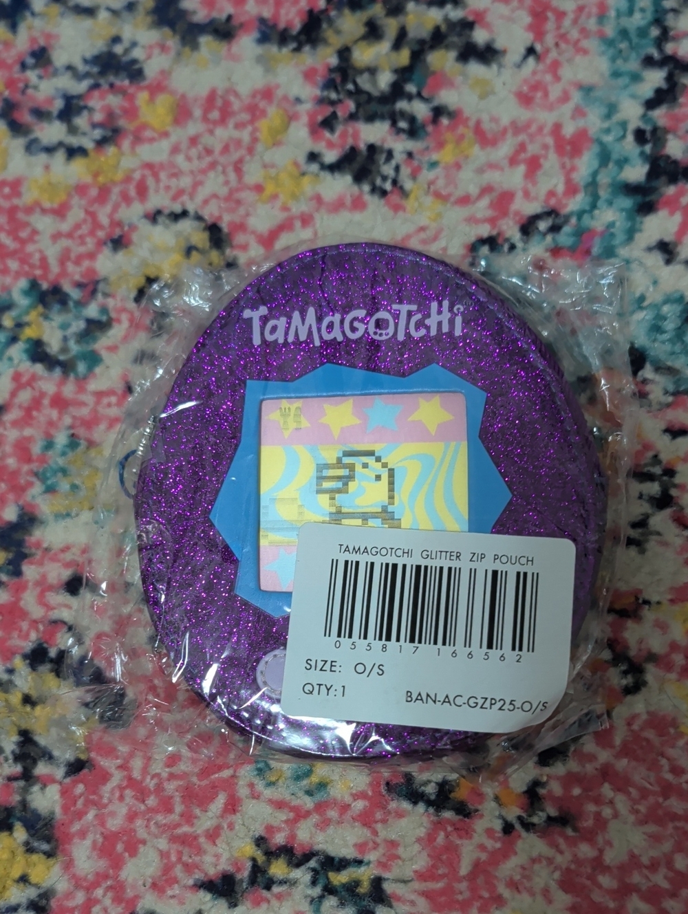 Tamagotchi X Cakeworthy Glitter Zip Pouch - Purple